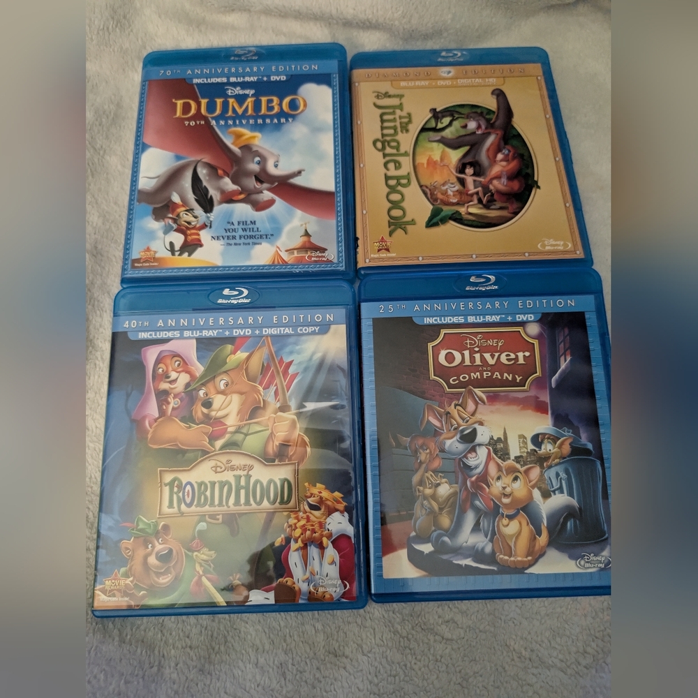 Disney Blu-ray Set: Dumbo, Jungle Book, Robin Hood, Oliver & Company